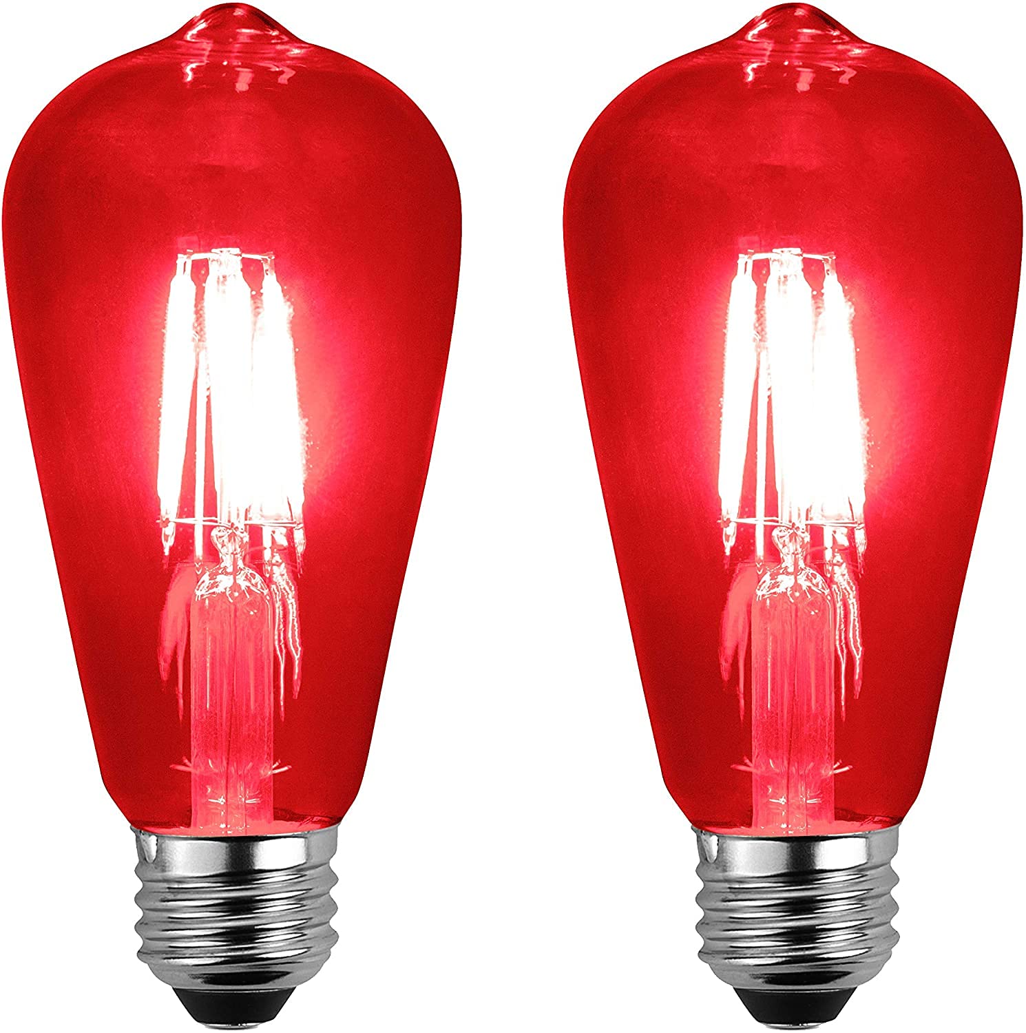 Buy VELOCIOUS Red Color LED 4Watt Filament ST64 Light Bulbs, E26